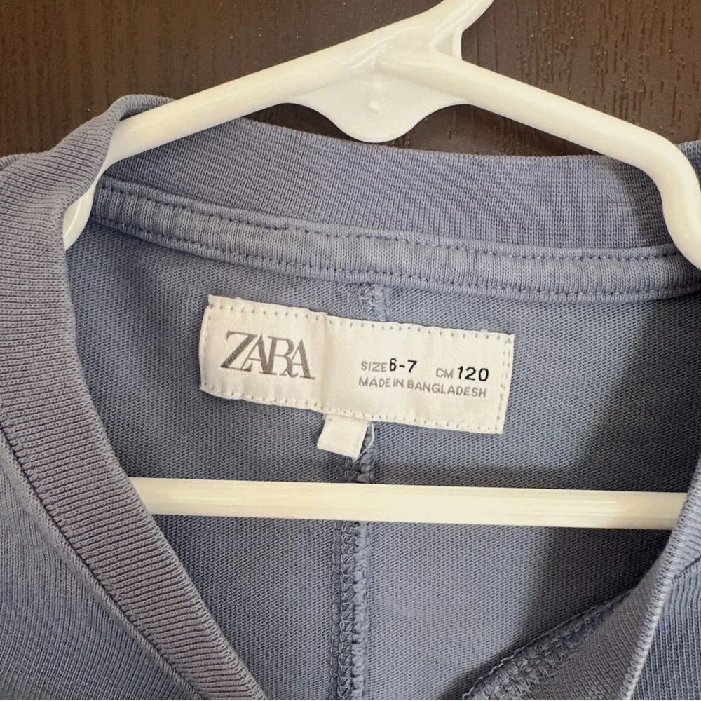 3/$15 Zara Boys Long Sleeve T-Shirt Blue Crewneck Top Size 6-7Y Cotton Blend